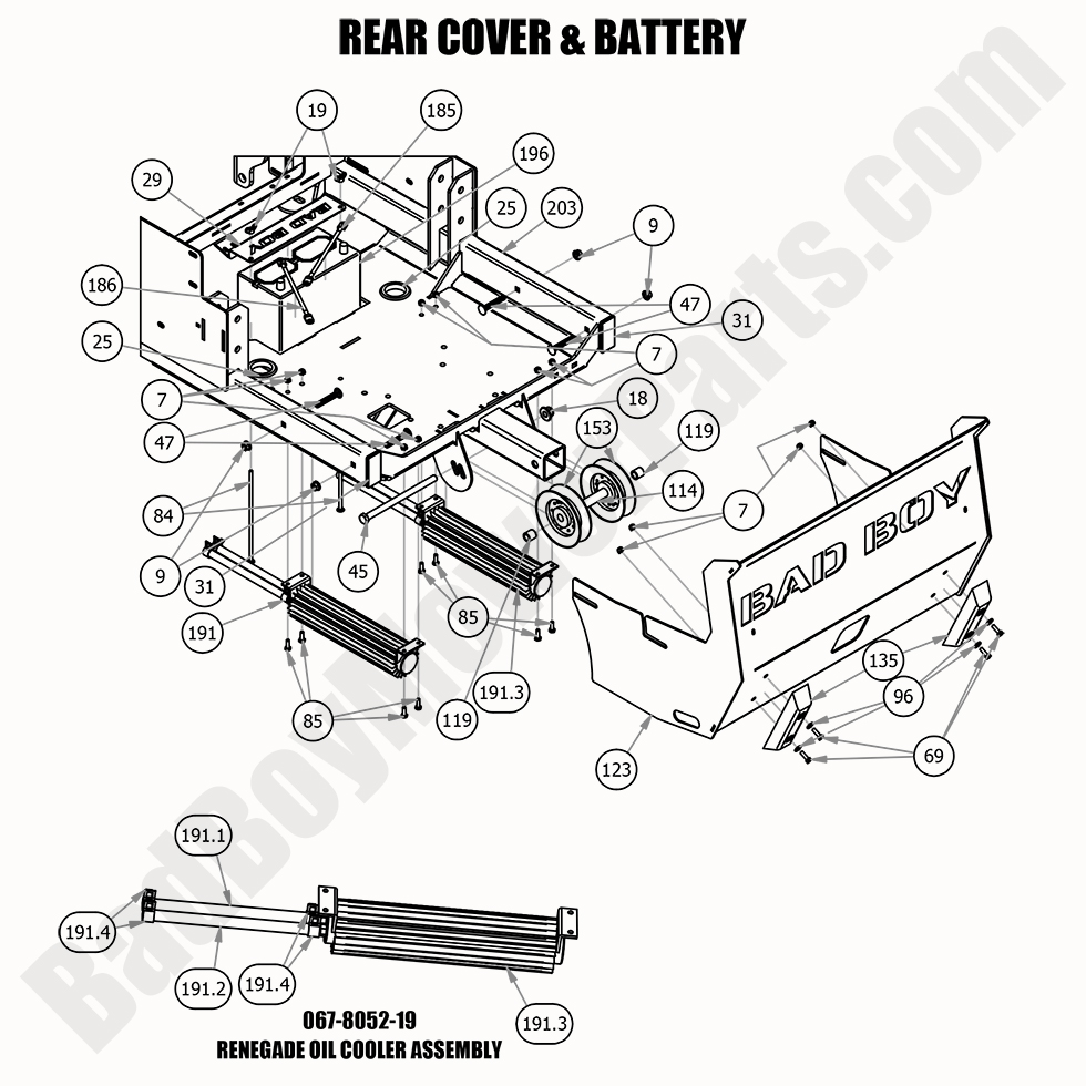 2020 Renegade - Gas - Rear Cover & Battery